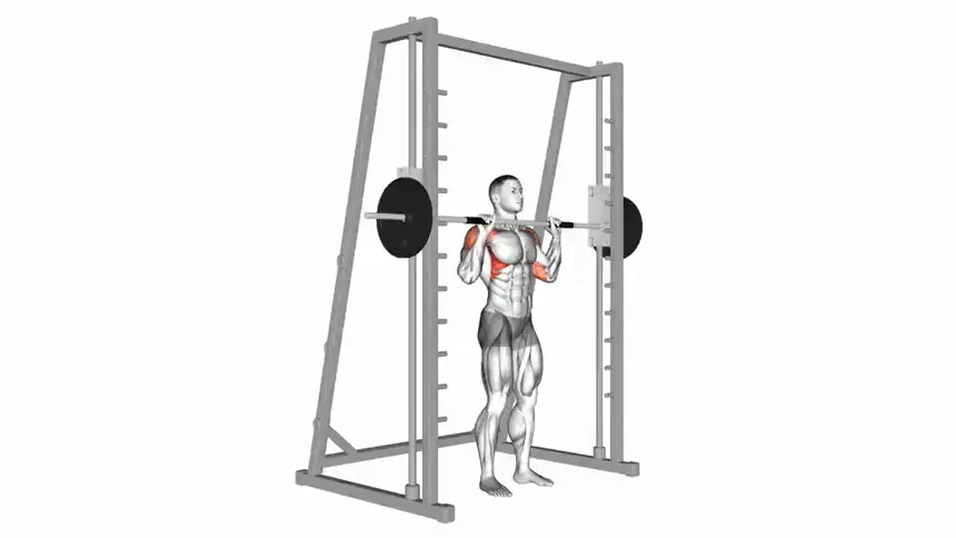 پرس شانه ایستاده با دستگاه اسمیت